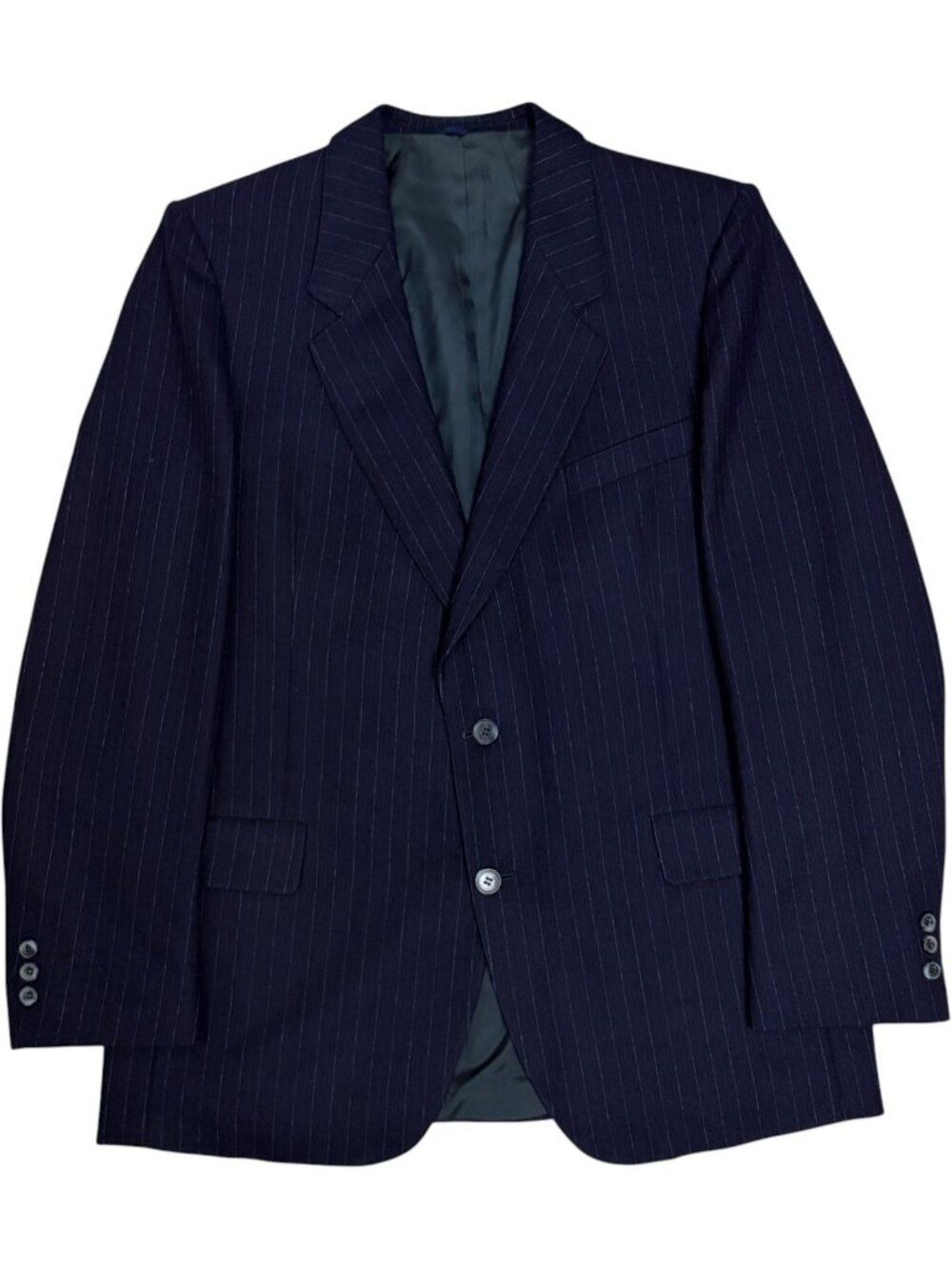 HENLEY Vintage Blazer Blue Pinstripe 100% WOOL Business Formal Jacket Mens 44R